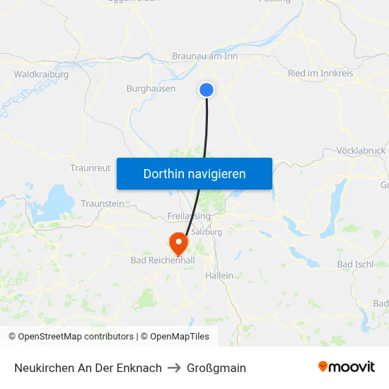 Neukirchen An Der Enknach to Großgmain map