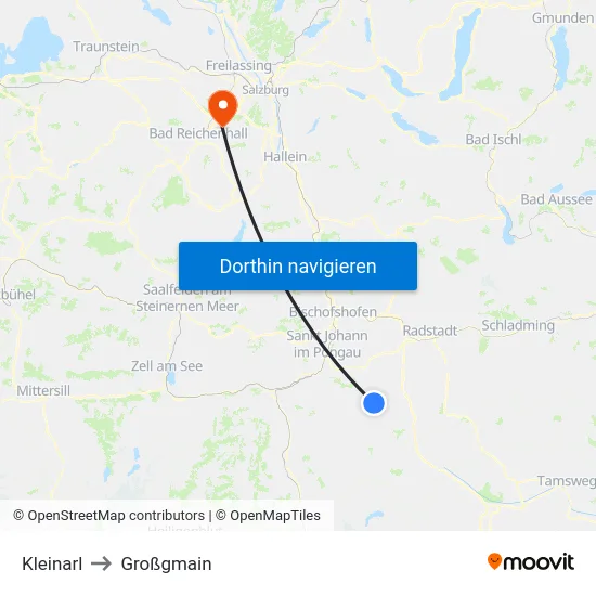Kleinarl to Großgmain map
