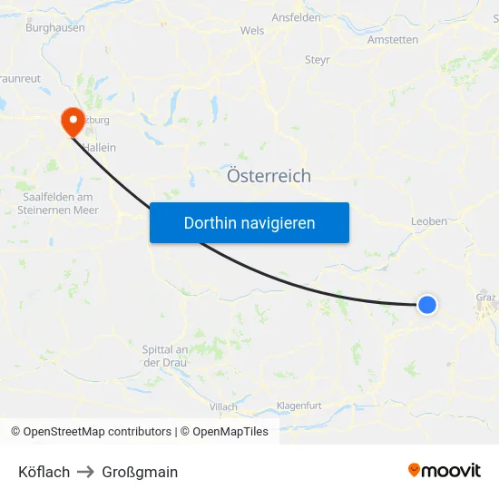 Köflach to Großgmain map