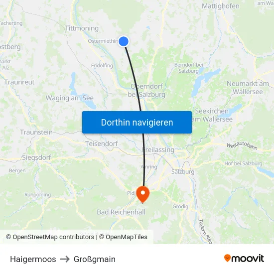 Haigermoos to Großgmain map