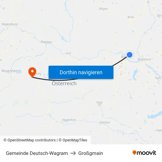 Gemeinde Deutsch-Wagram to Großgmain map