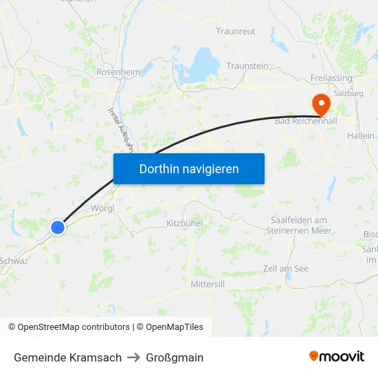 Gemeinde Kramsach to Großgmain map