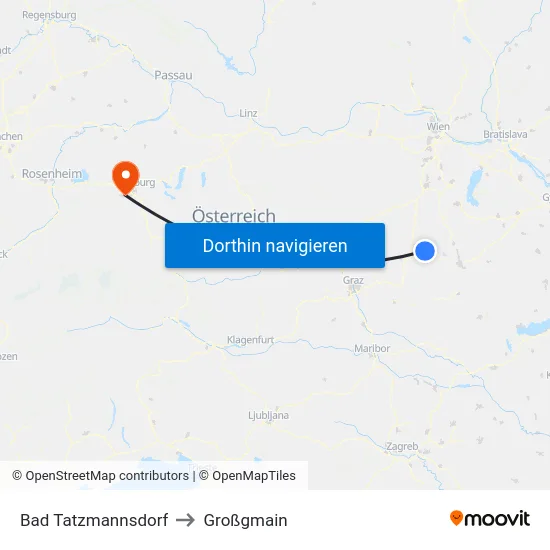 Bad Tatzmannsdorf to Großgmain map