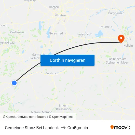 Gemeinde Stanz Bei Landeck to Großgmain map