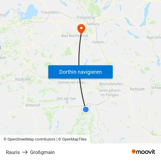 Rauris to Großgmain map