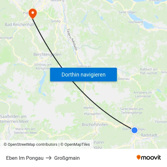 Eben Im Pongau to Großgmain map