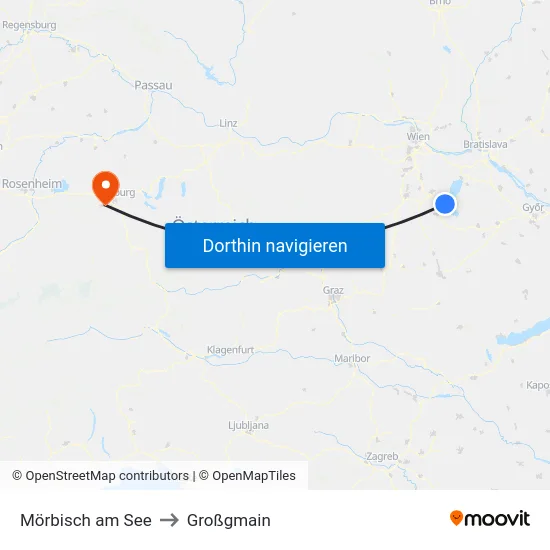Mörbisch am See to Großgmain map