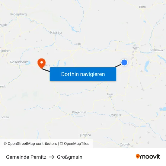 Gemeinde Pernitz to Großgmain map