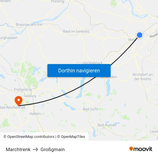 Marchtrenk to Großgmain map