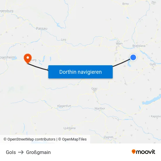 Gols to Großgmain map