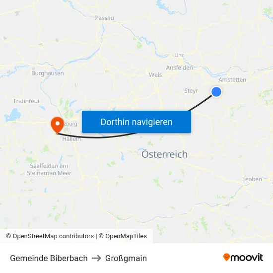 Gemeinde Biberbach to Großgmain map