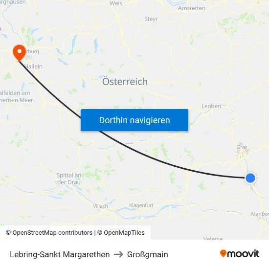 Lebring-Sankt Margarethen to Großgmain map