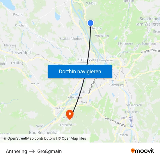 Anthering to Großgmain map