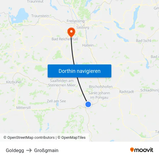 Goldegg to Großgmain map