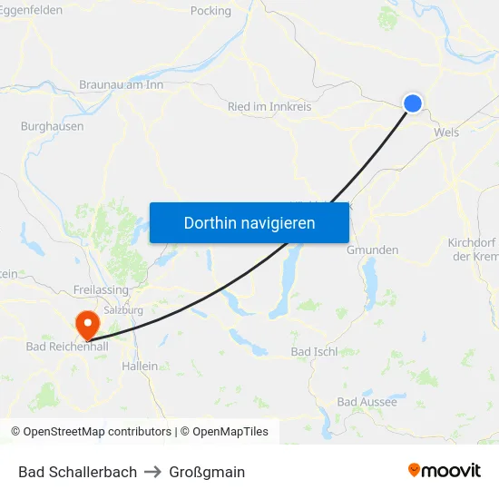 Bad Schallerbach to Großgmain map