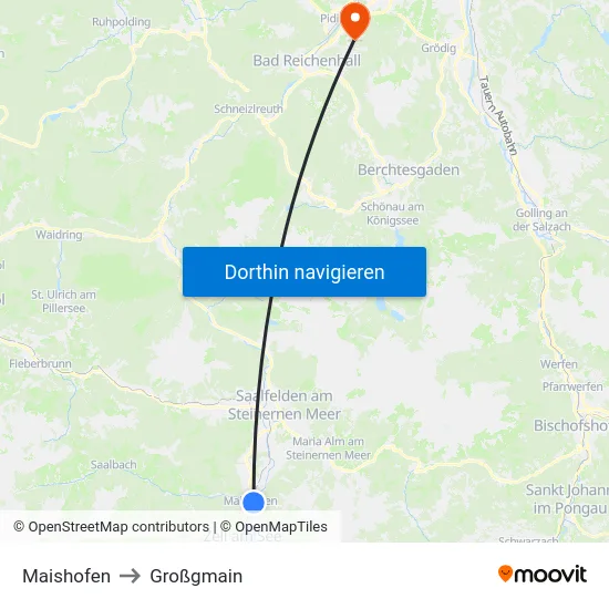 Maishofen to Großgmain map