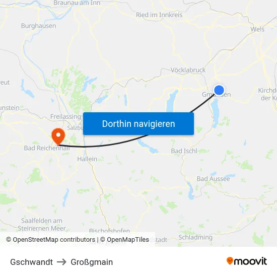 Gschwandt to Großgmain map