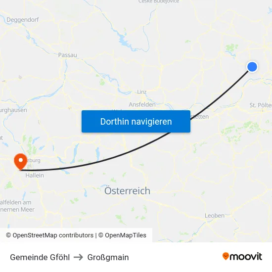 Gemeinde Gföhl to Großgmain map