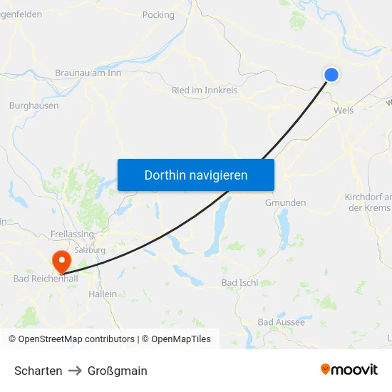 Scharten to Großgmain map