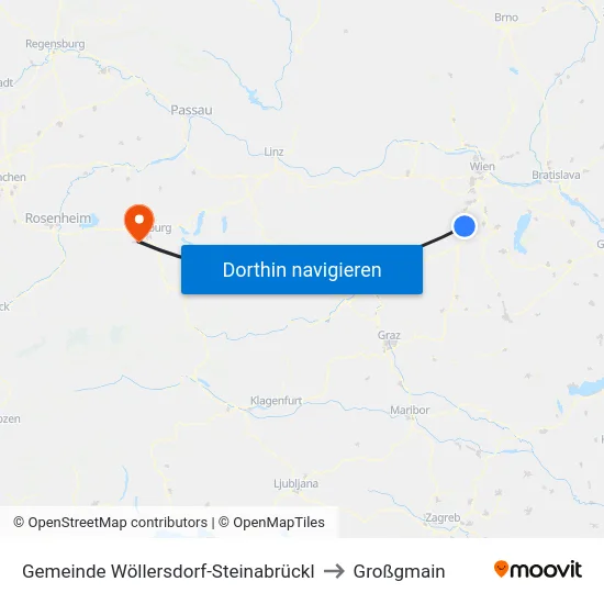 Gemeinde Wöllersdorf-Steinabrückl to Großgmain map