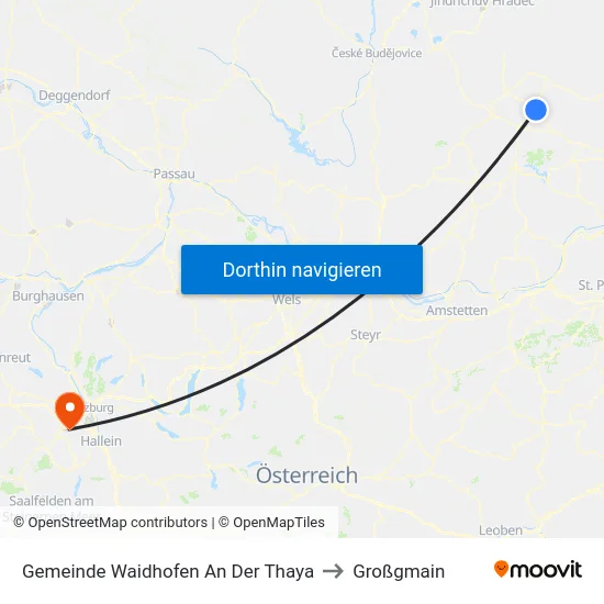 Gemeinde Waidhofen An Der Thaya to Großgmain map