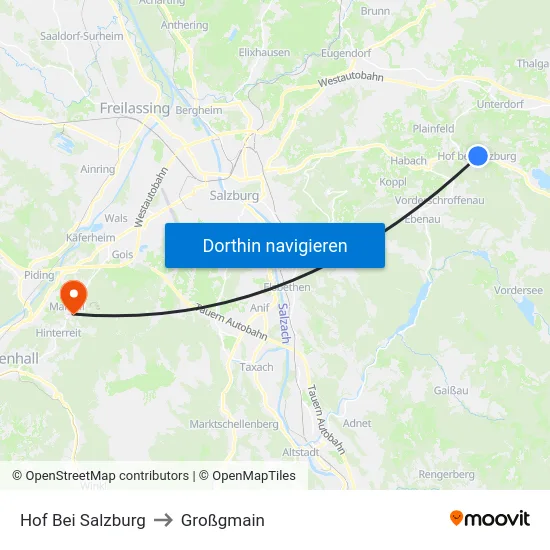 Hof Bei Salzburg to Großgmain map