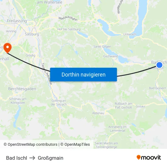 Bad Ischl to Großgmain map
