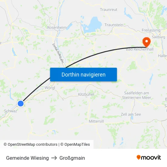 Gemeinde Wiesing to Großgmain map