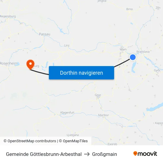 Gemeinde Göttlesbrunn-Arbesthal to Großgmain map