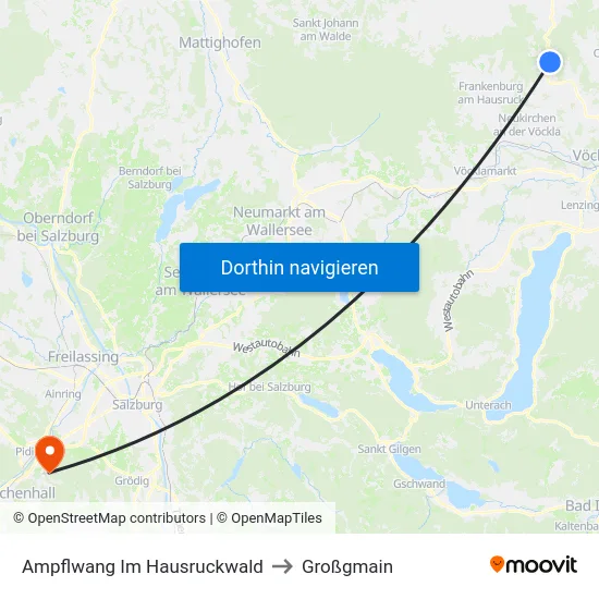 Ampflwang Im Hausruckwald to Großgmain map