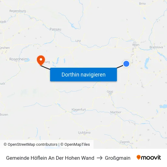 Gemeinde Höflein An Der Hohen Wand to Großgmain map