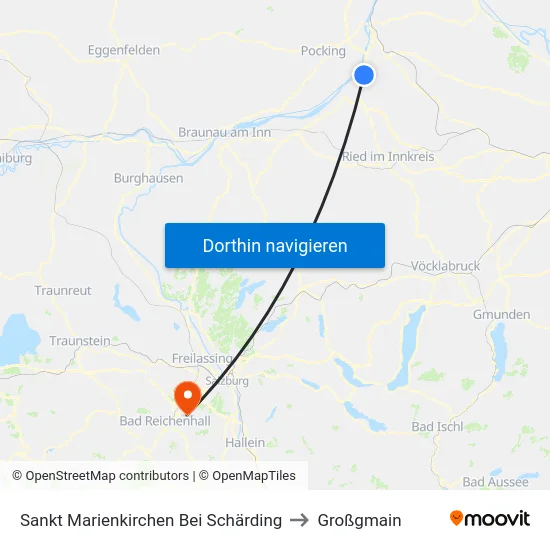 Sankt Marienkirchen Bei Schärding to Großgmain map