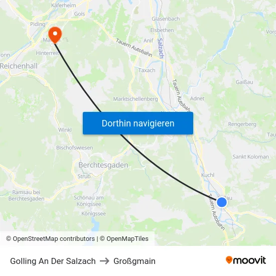 Golling An Der Salzach to Großgmain map