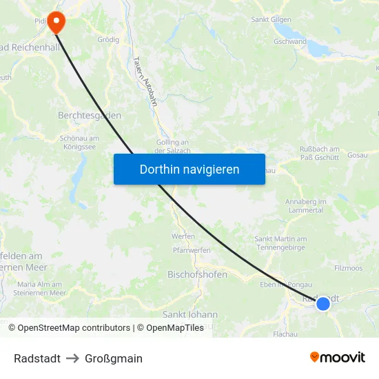 Radstadt to Großgmain map