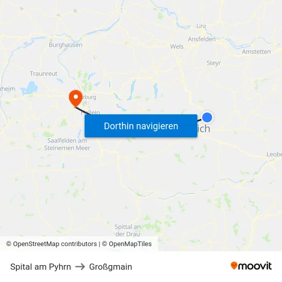 Spital am Pyhrn to Großgmain map