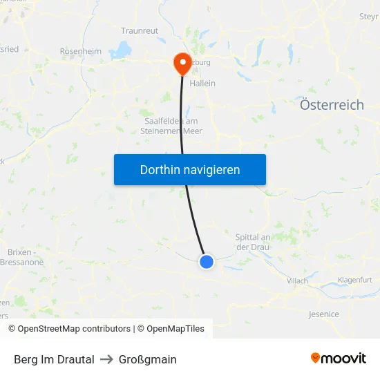 Berg Im Drautal to Großgmain map