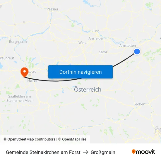 Gemeinde Steinakirchen am Forst to Großgmain map