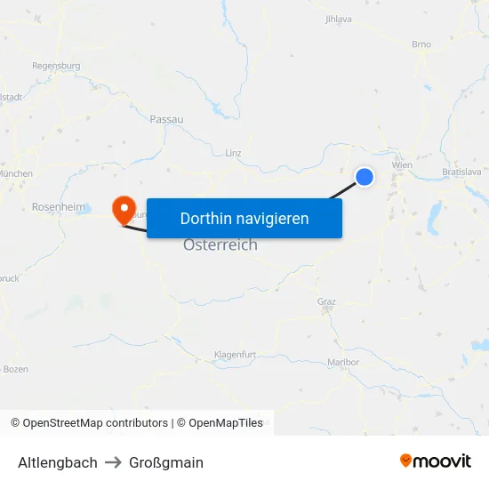 Altlengbach to Großgmain map