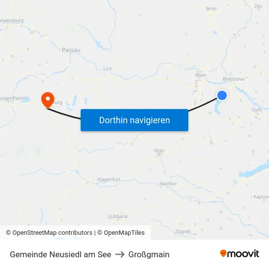 Gemeinde Neusiedl am See to Großgmain map