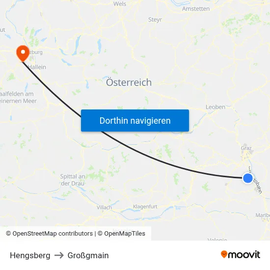 Hengsberg to Großgmain map