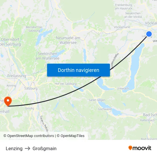 Lenzing to Großgmain map