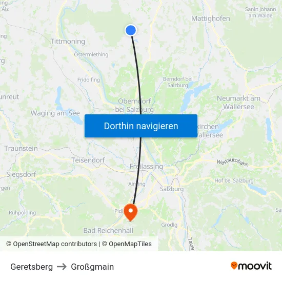 Geretsberg to Großgmain map