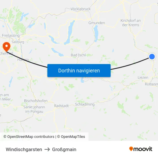 Windischgarsten to Großgmain map