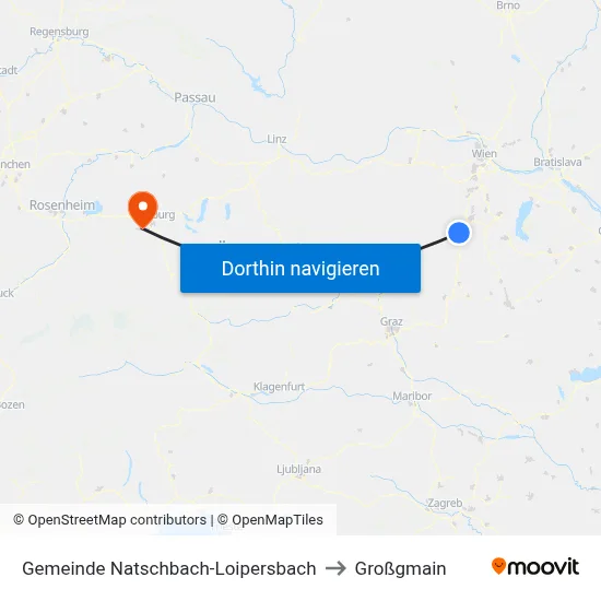 Gemeinde Natschbach-Loipersbach to Großgmain map