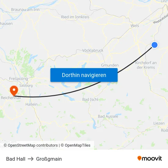Bad Hall to Großgmain map