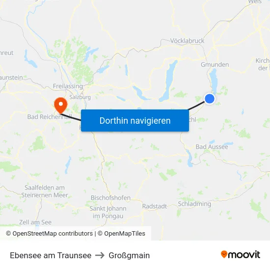 Ebensee am Traunsee to Großgmain map