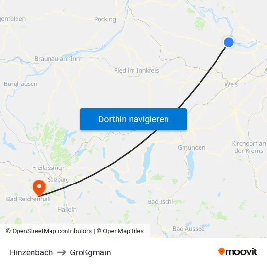Hinzenbach to Großgmain map