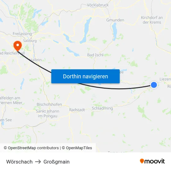 Wörschach to Großgmain map