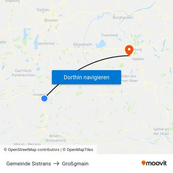 Gemeinde Sistrans to Großgmain map