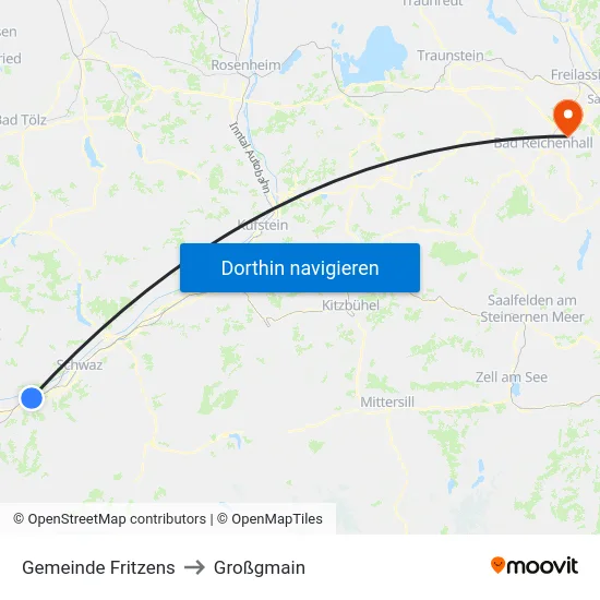 Gemeinde Fritzens to Großgmain map